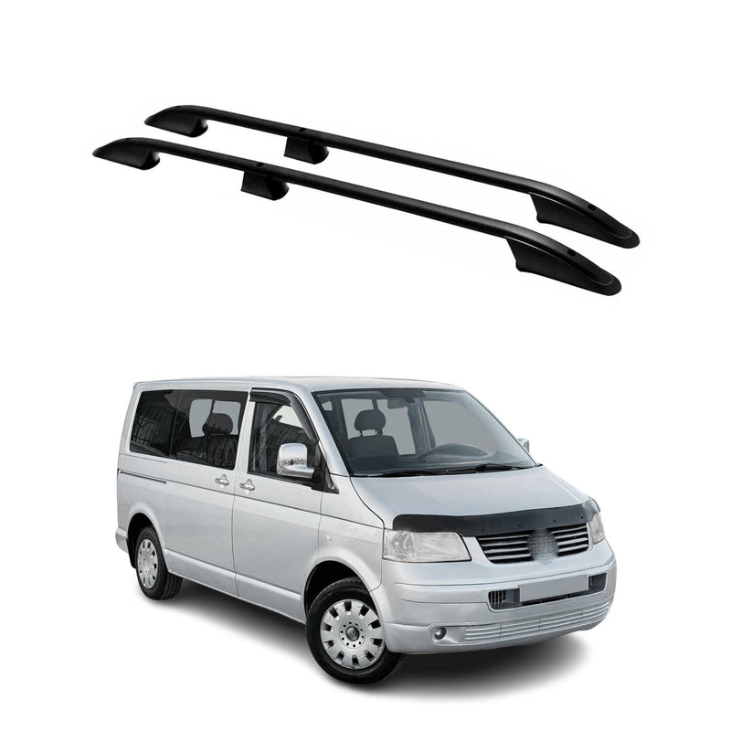 Barres de toit longitudinales pour VW T5 Multivan Caravelle 2003-15 L1 Alu Noir
