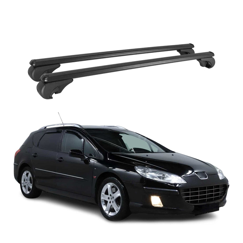 Barres de toit Transversales pour Peugeot 407 2004-2011 Aluminium Noir