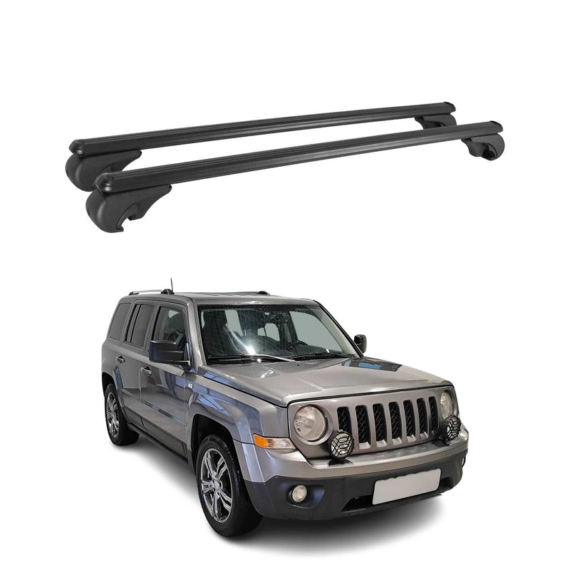Barres de toit Transversales pour Jeep Patriot 2007-2016 Aluminium Noir