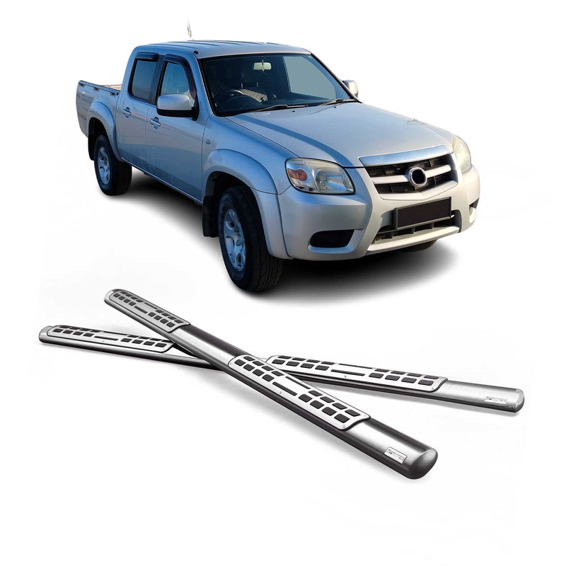 Marchepieds Latéraux pour Mazda BT-50 Double Cab 2009-2012 Acier Inoxy Argent