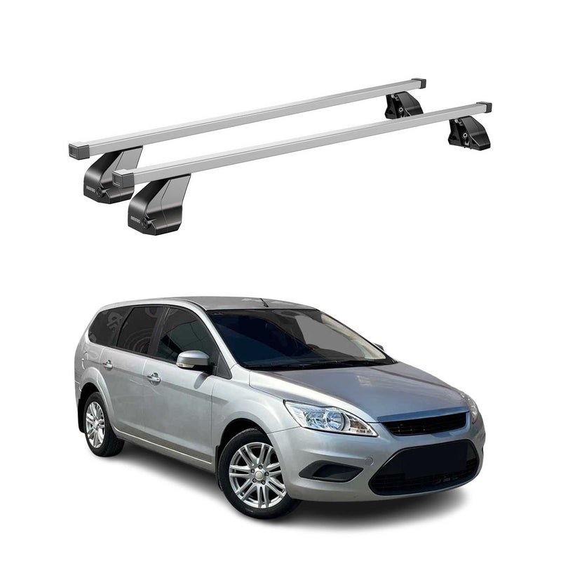 Barres de toit transversales pour Ford Focus II SW 2004-2011 Acier Argent