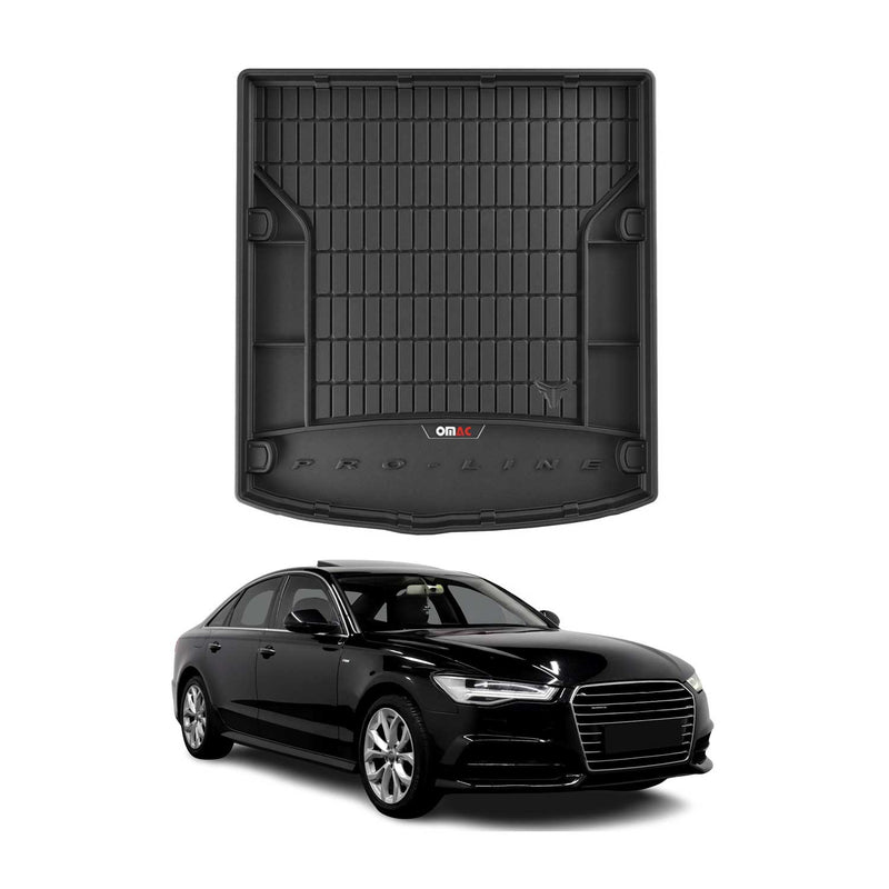 OMAC Tapis de coffre caoutchouc pour Audi A6 Berline C7 2011-2018 Noir Premium