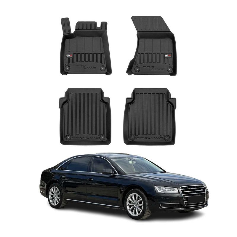 OMAC Tapis de sol caoutchouc pour Audi A8 Long Version 2009-2018 Noir Premium