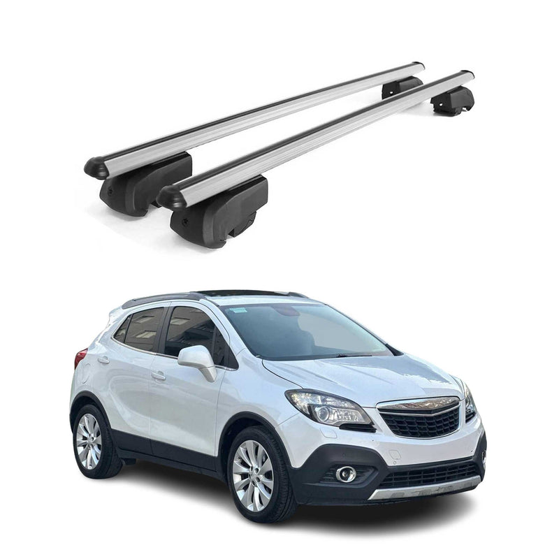 Barres de toit Transversales pour Opel Mokka 2012-2015 ABE Aluminium Gris
