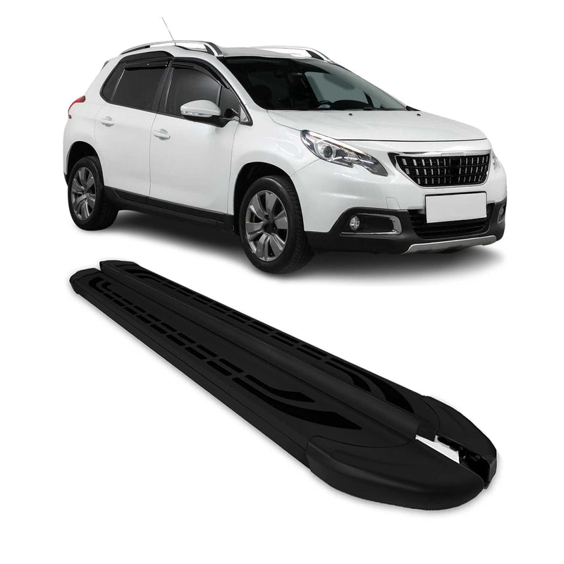 Marchepieds Latéraux pédale pour Peugeot 2008 2013-2019 Aluminium Noir 2Pcs