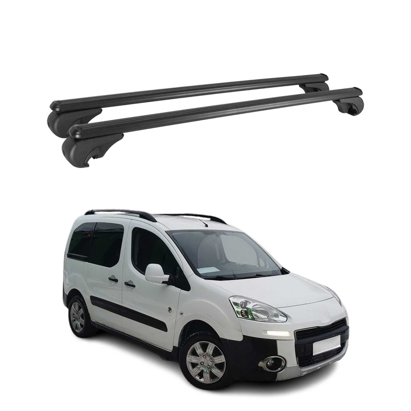 Barres de toit Transversales pour Peugeot Partner Tepee 2008-2018 Aluminium Noir