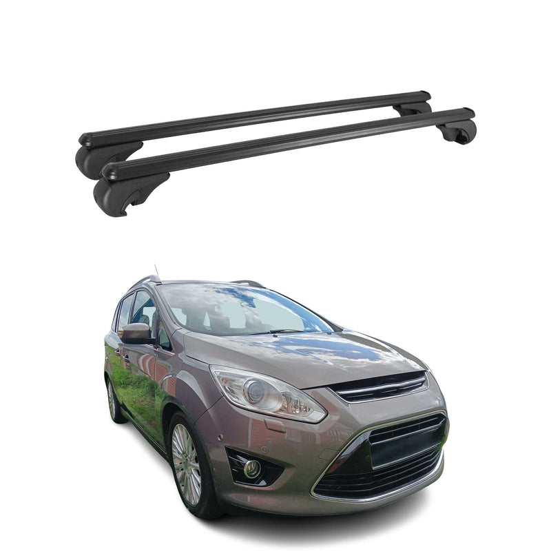 Barres de toit Transversales pour Ford Grand C-Max 2010-2021 Aluminium Noir
