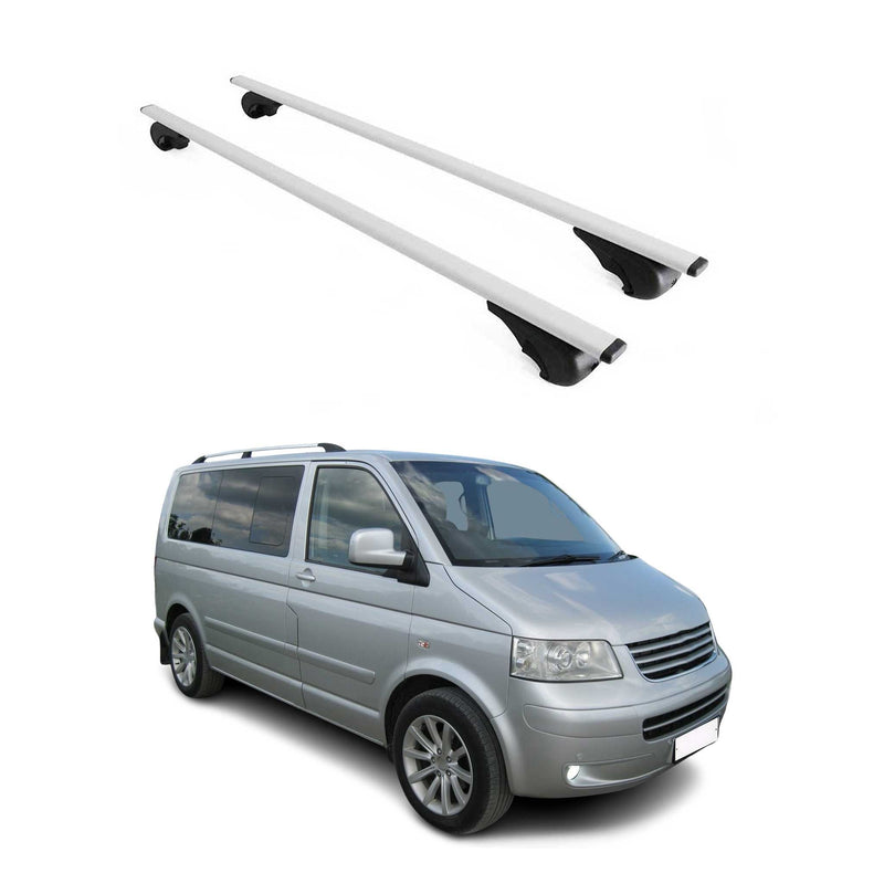 Barres de toit Transversales pour VW Multivan T5 T6 Caravelle Fer Argent