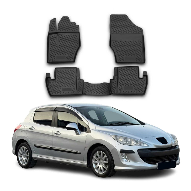 OMAC Tapis de sol pour Peugeot 308 2007-2014 sur mesure en caoutchouc Noir