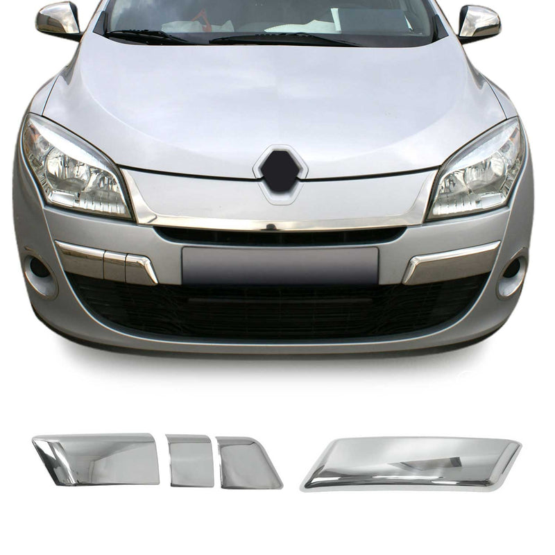 Moulure de Grille de Calandre pour Renault Megane III 2008-2012 Chromé 4Pcs