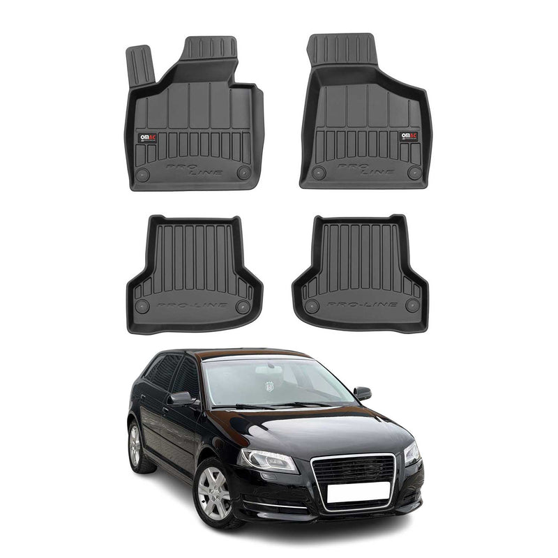 OMAC Tapis de sol caoutchouc pour Audi A3 8PA Sportback 2003-13 Noir Premium