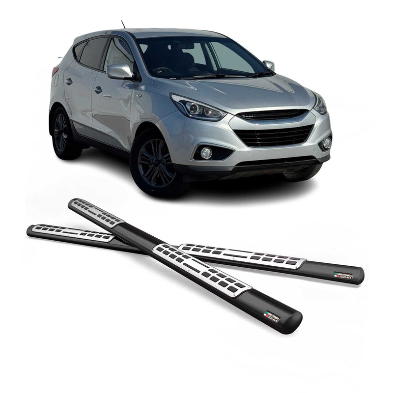 Marchepieds Latéraux pour Hyundai ix35 2009-2015 Acier Inoxydable Noir