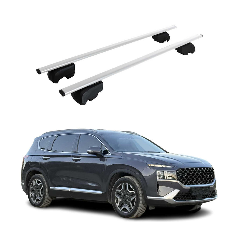 Barres de toit Transversales pour Hyundai Santa Fe 2019-2023 Fer Gris ABE 2x