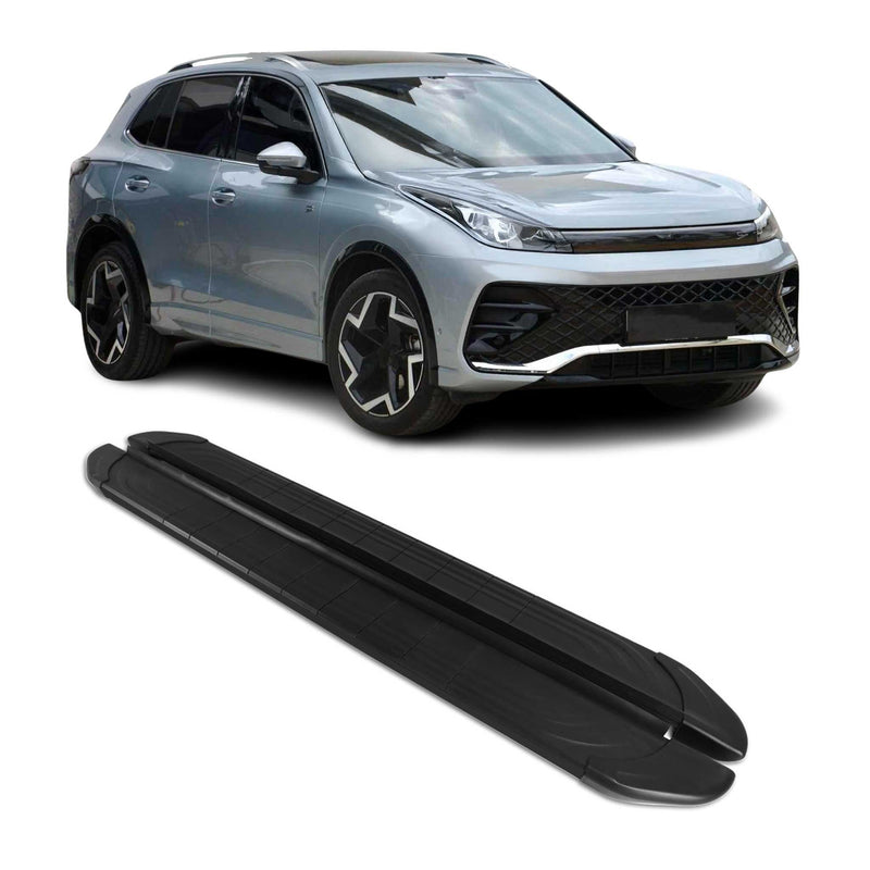 Marchepieds latéraux pédale pour VW Tiguan mk3 2024-2025 2Pcs Aluminium Noir