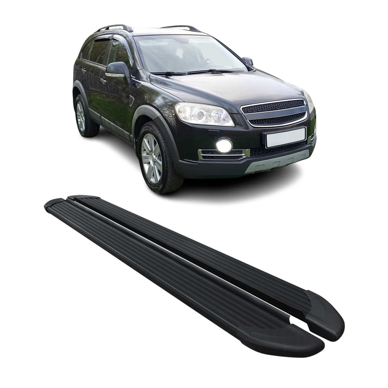 Marchepieds Latéraux pour Chevrolet Captiva 2006-2016 Noir Aluminium 2Pcs