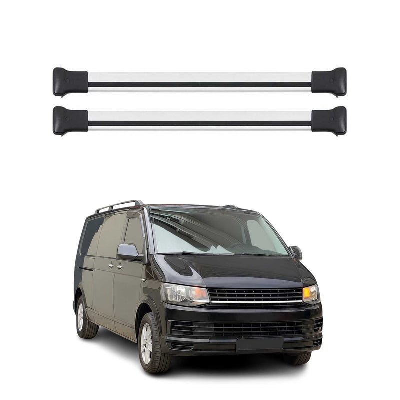 Barres de Toit Transversales pour VW T6 T6.1 Transporter 2015-2024 3pcs Alu Gris