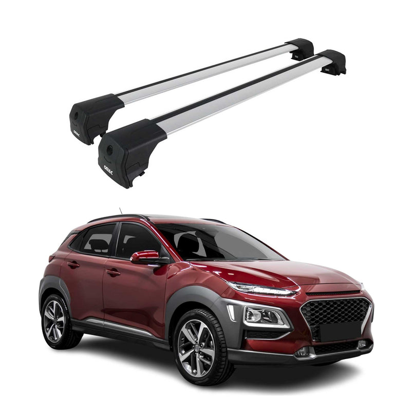 Barres De Toit Transversales pour Hyundai Kona 2018-2023 Aluminium Gris ABE
