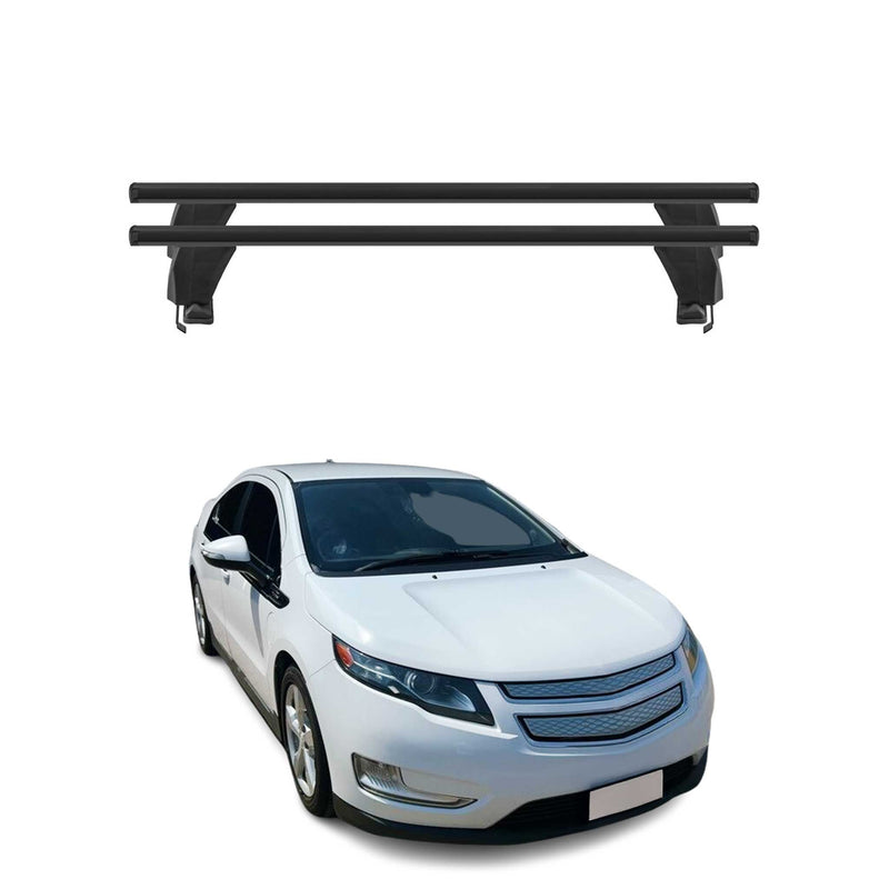 Menabo Barres de toit Transversales pour Chevrolet Volt 2010-2015 Alu Noir ABE