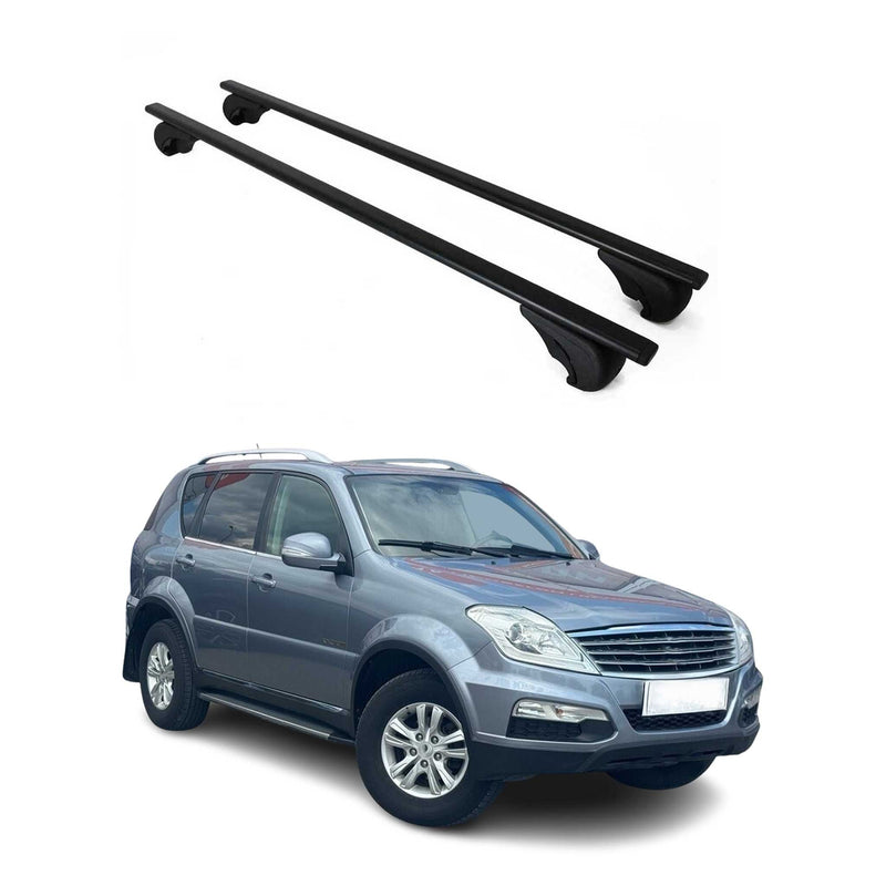 Barres de toit Transversales pour Ssangyong Rexton 2012-2024 Fer Noir