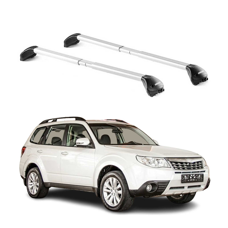 Barres de toit pour Subaru Forester 2008-2020 5P Gris Argenté 2 pièces ABE