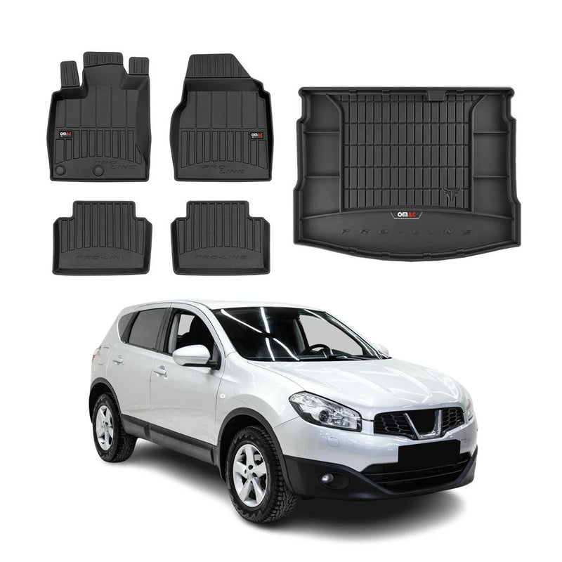 Kit Tapis de Sol et Coffre pour Nissan Qashqai 2006-2013 TPE Noir