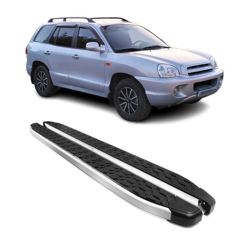 Marchepieds Latéraux pour Hyundai Santa Fe 2006-2012 Gris Noir Aluminium 2Pcs