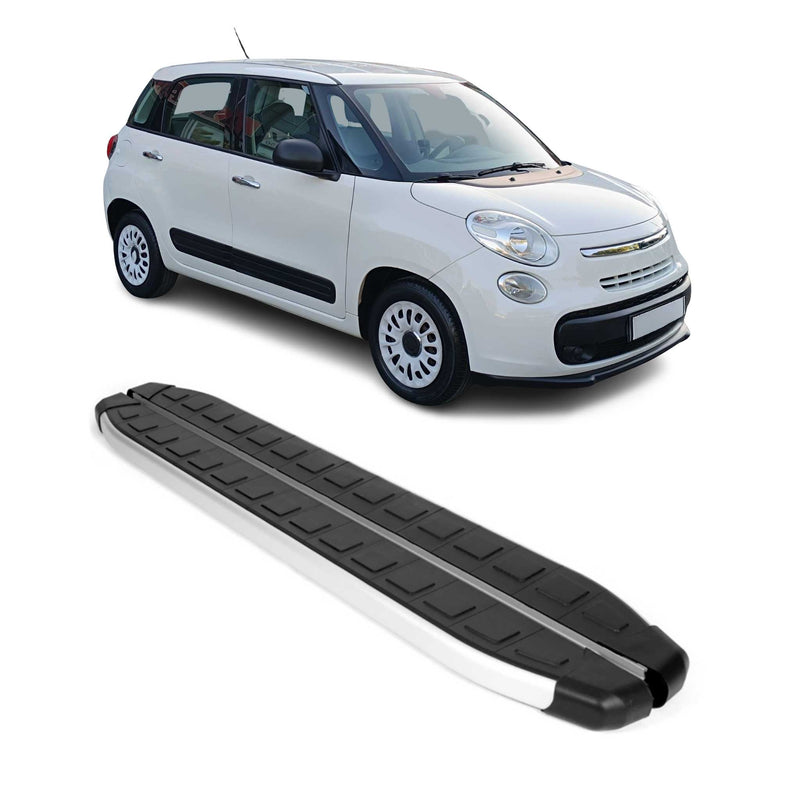 Marchepieds Latéraux pédale pour Fiat 500L 2012-2024 Aluminium Noir Gris 2Pcs