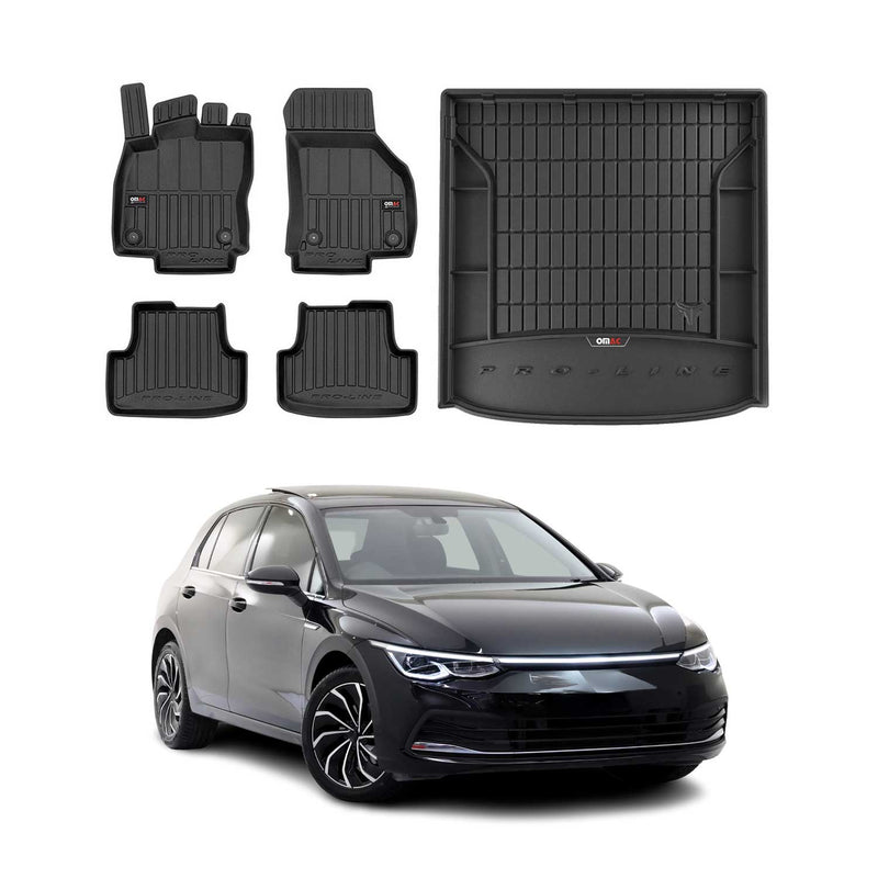 Kit Tapis de Sol et Coffre pour VW Golf 2019-2022 TPE Noir