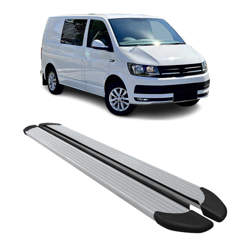 Marchepieds Latéraux pour VW T6 T6.1 Transporter 2015-2024 Alu Argent L1 Court