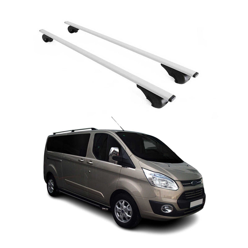 Barres de toit Transversales pour Ford Transit Custom 2012-2024 Fer Argent