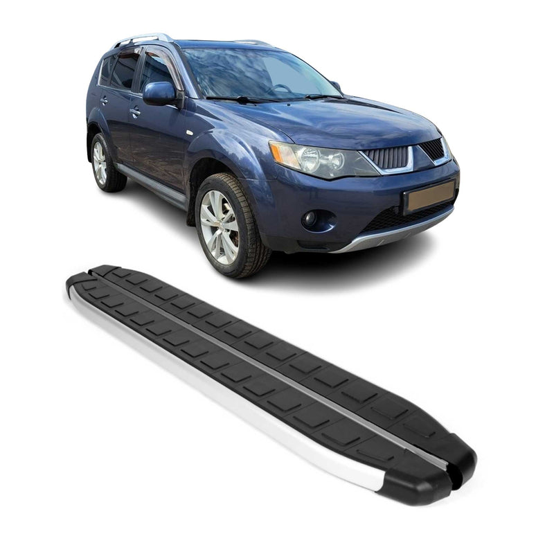 Marchepieds Latéraux pour Mitsubishi Outlander 2006-2012 Alu Noir Gris 2Pcs