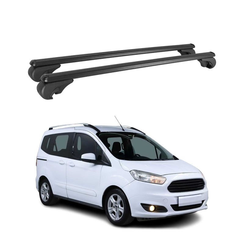 Barres de toit Transversales pour Ford Tourneo Courier 2014-2024 Aluminium Noir