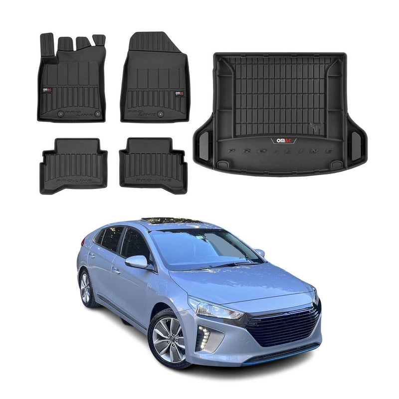 Kit Tapis de Sol et Coffre pour Hyundai Ioniq Hybrid 2016-2022 TPE Noir