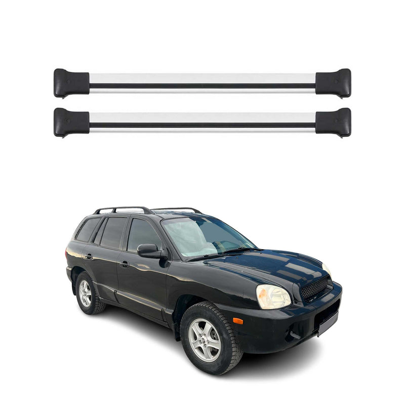 Barres de toit transversales pour Hyundai Santa Fe 2000-2006 Aluminium Gris