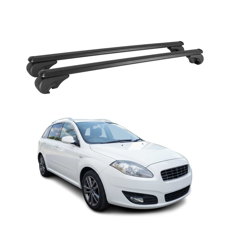 Barres de toit Transversales pour Fiat Croma 2005-2011 Break Aluminium Noir