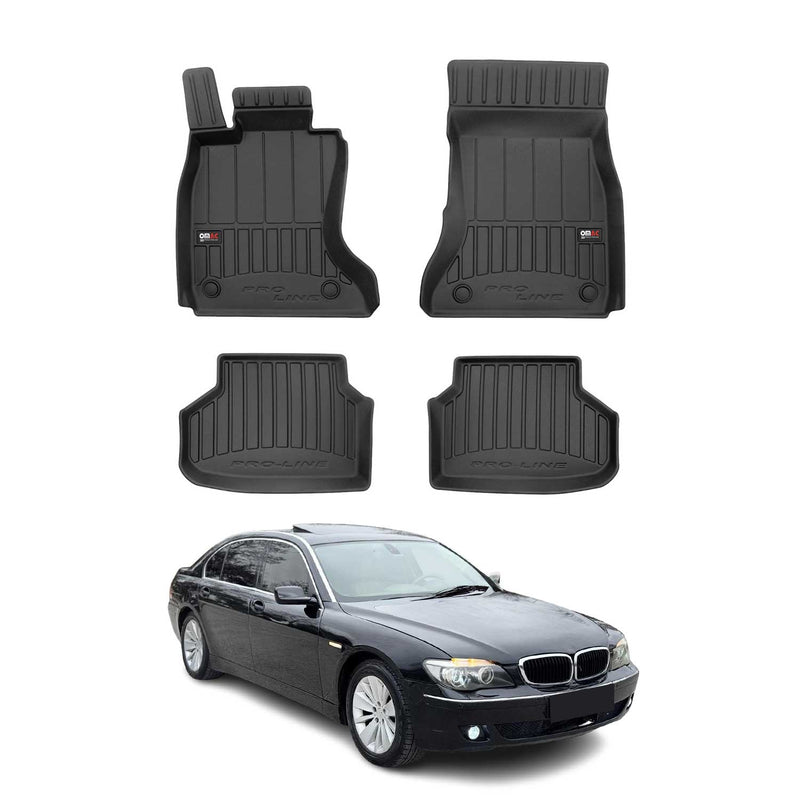 OMAC Tapis de sol caoutchouc pour BMW Série 7 F01 2008-2015 Noir Premium 4Pcs