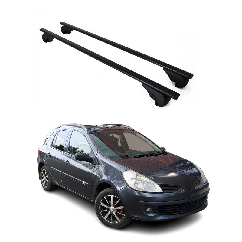 Barres de toit Transversales pour Renault Clio Grandtour 2005-2012 Fer Noir