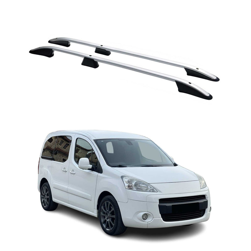 Barres de toit longitudinales pour Peugeot Partner Tepee 2008-2018 L1 Alu Gris