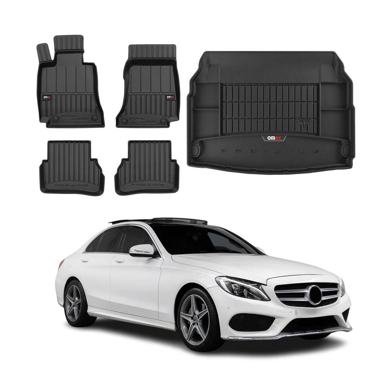 Kit Tapis de Sol et Coffre pour Mercedes Classe C W205 2013-2022 TPE Noir