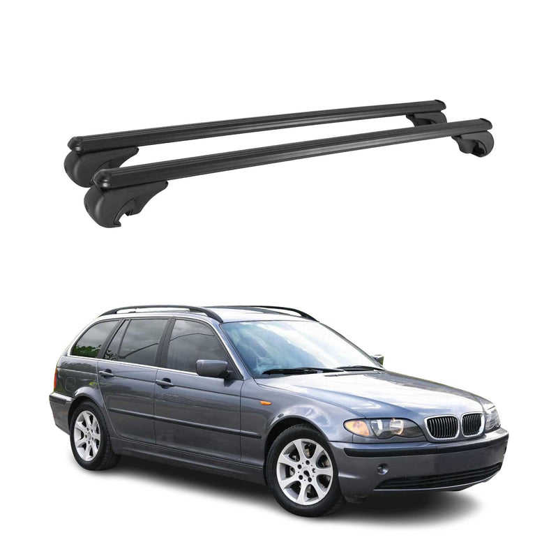 Barres de toit transversales pour BMW Série 3 E46 Break 1999-2007 Aluminium Noir