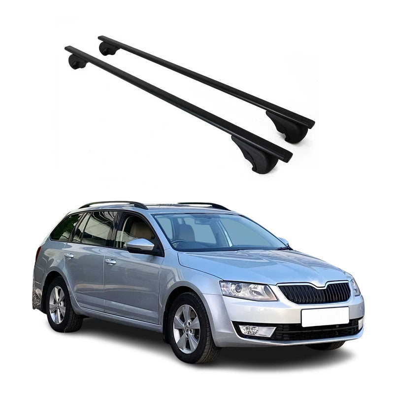 Barres de toit Transversales pour Skoda Octavia Break 2012-2019 Fer Noir