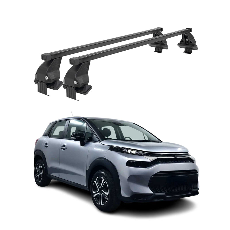 Menabo Barres de toit transversales pour Citroen C3 Aircross 2017-24 Acier Noir