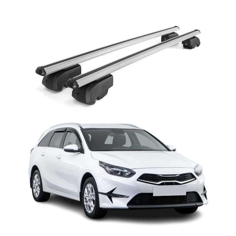 Barres de toit Transversales pour Kia Ceed Break 2019-2021 Alu Gris ABE