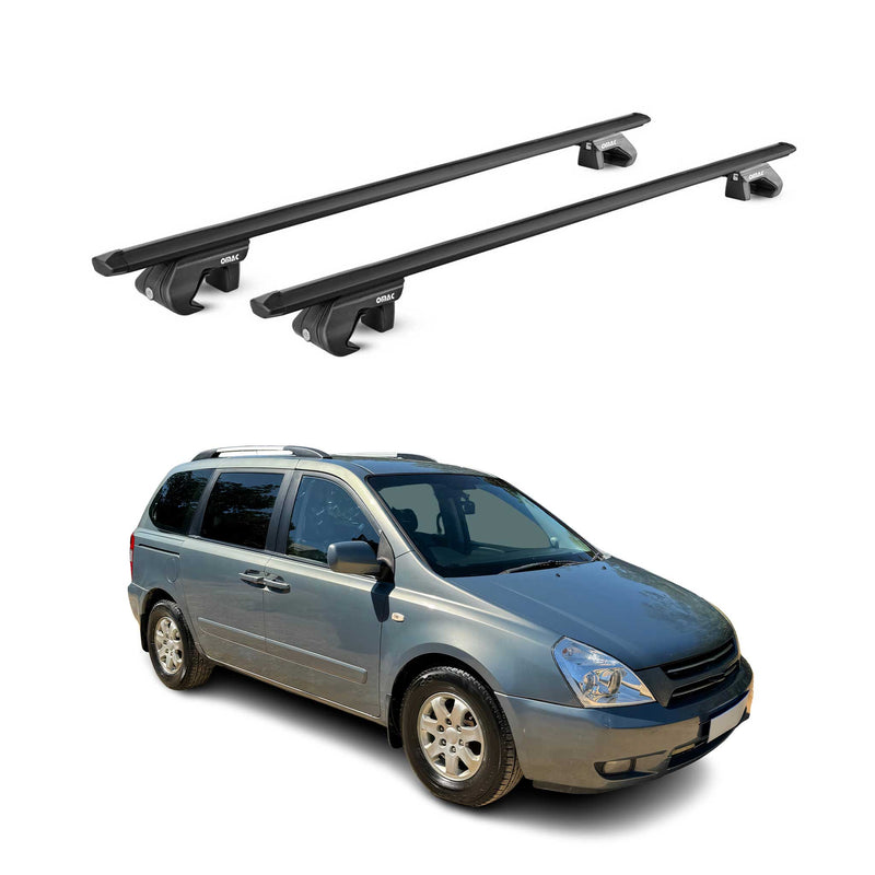 Barres de toit transversales ABE pour Kia Carnival VQ 2006-2014 5 P Alu Noir 2x