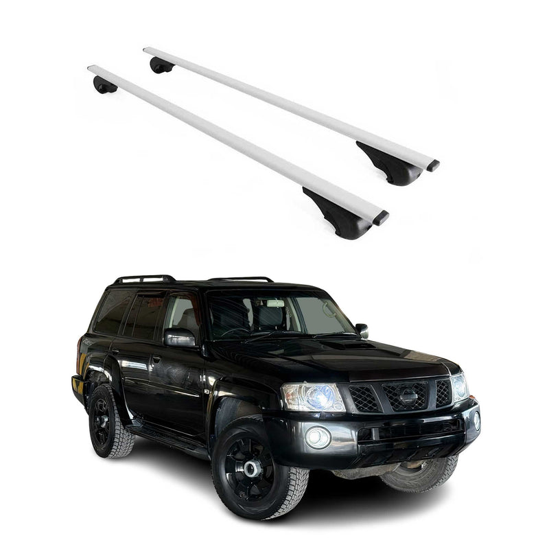 Barres de toit Transversales pour Nissan Patrol GR Y61 1997-2013 Fer Argent
