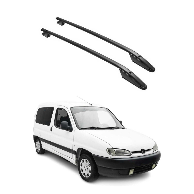 Barres de toit longitudinales pour Peugeot Partner 1996-2008 Aluminium Noir