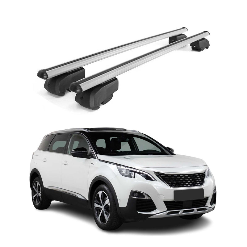 Barres de toit Transversales pour Peugeot 5008 2017-2023 Aluminium Gris ABE