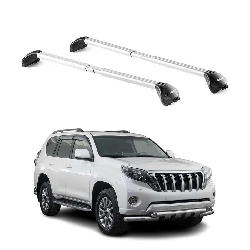 Barres de toit pour Toyota Land Cruiser 200 2005-2021 5P Gris Argenté 2x ABE