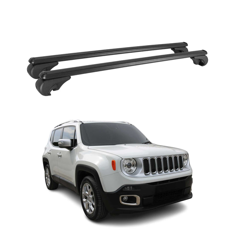 Barres de toit Transversales pour Jeep Renegade 2014-2024 Aluminium Noir