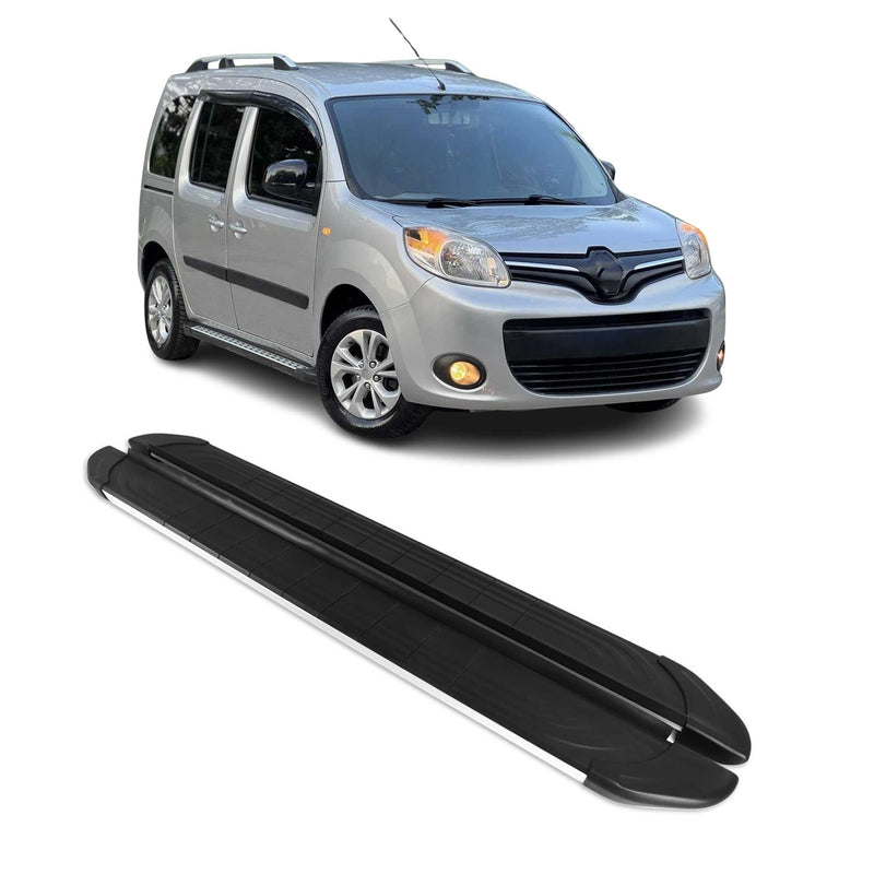 Marchepieds Latéraux pour Renault Kangoo 2008-2021 Aluminium Gris Noir 2Pcs